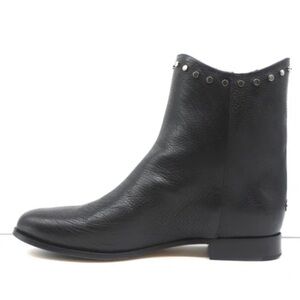 Jimmy Choo Marco Flat Black Studded Leather Ankle Boots Women’s Size 37 US 7